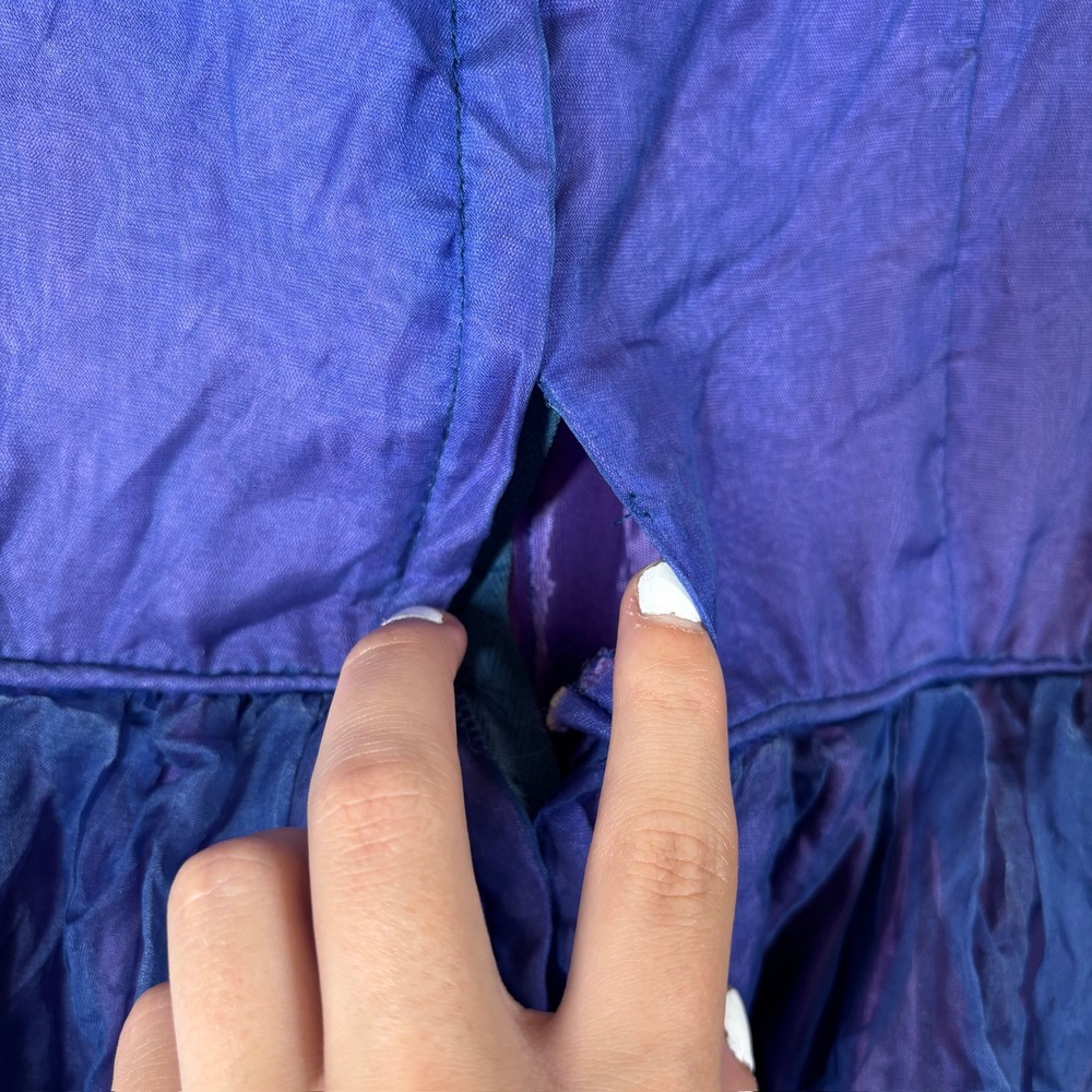 Vintage 50s Iridescent Purple Blue Organza Fit Flare Dress Bow Back Mid Century - Picture 8 of 10